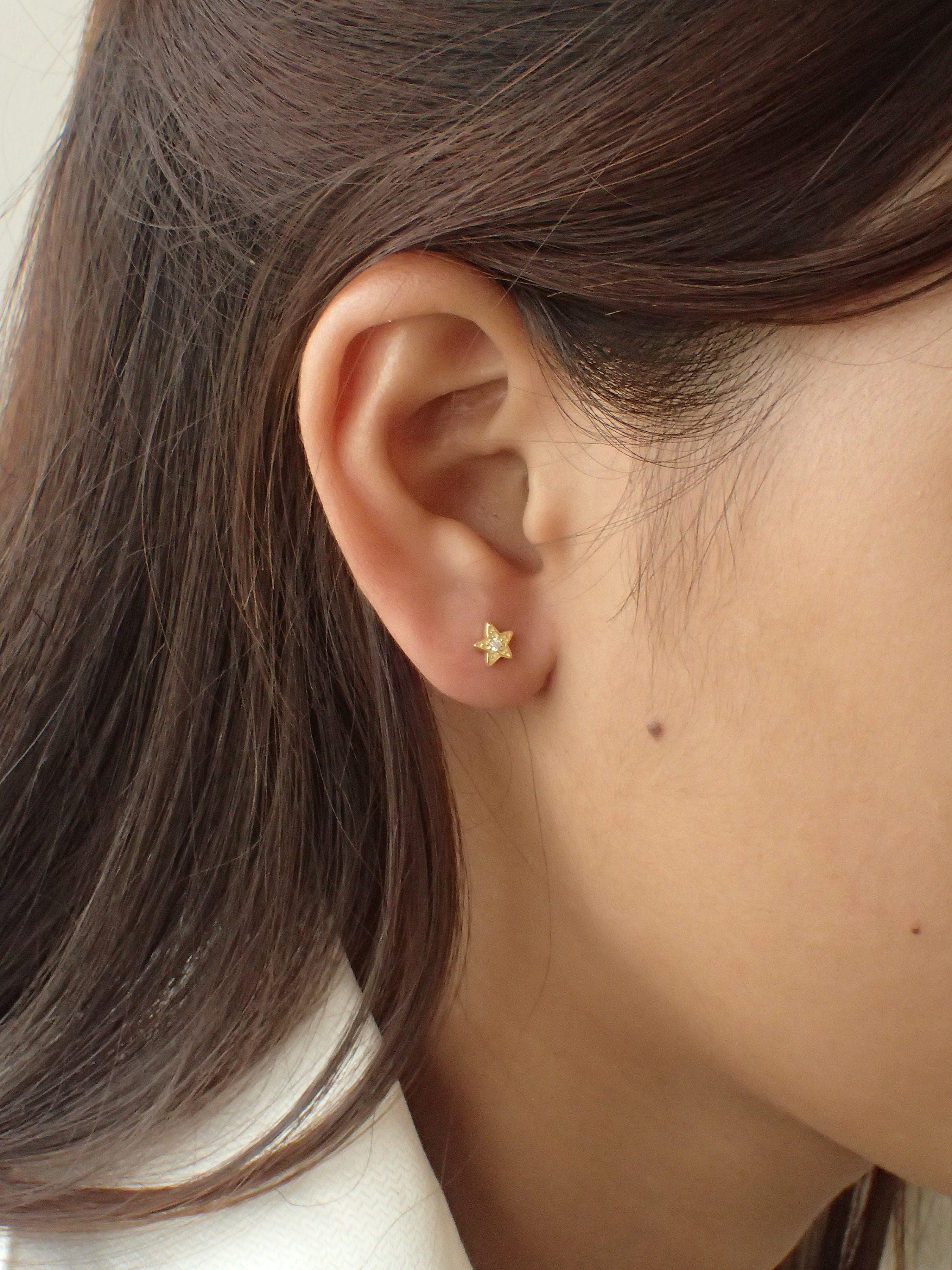 Diamond Star Earrings / Tiny Star Studs / Minimal Small Earrings / Bridesmaid Gift / Dainty Earrings / Diamonds Earrings